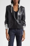 Cinq À Sept Khloe Hooded Faux Leather Jacket In Black