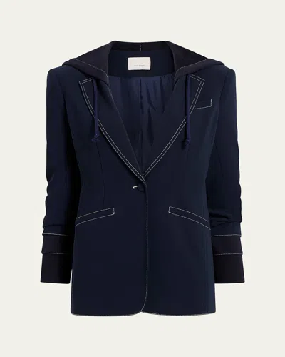 Cinq À Sept Khloe Hooded Topstitch Blazer In Multi