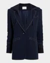 Cinq À Sept Cinq A Sept Khloe Topstitch Hooded Blazer In Navyivory