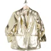 Cinq À Sept Khloe Metallic Faux Leather Blazer In Gold