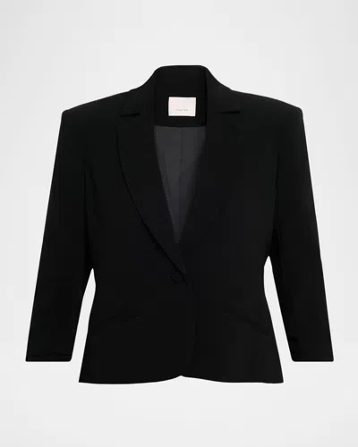 Cinq À Sept Khloe Petite Cropped 3/4-sleeve Blazer In Black