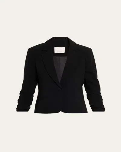 Cinq À Sept Khloe Petite Cropped 3/4-sleeve Blazer In Black