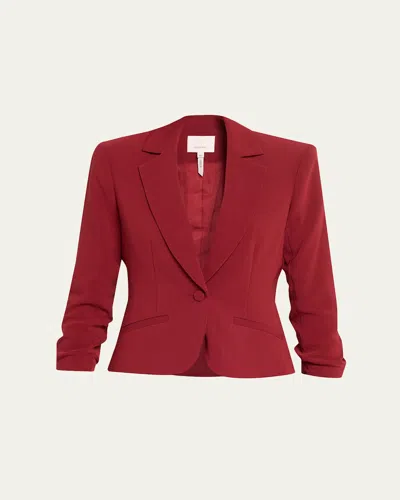 Cinq À Sept Khloe Petite Cropped 3/4-sleeve Blazer In Red
