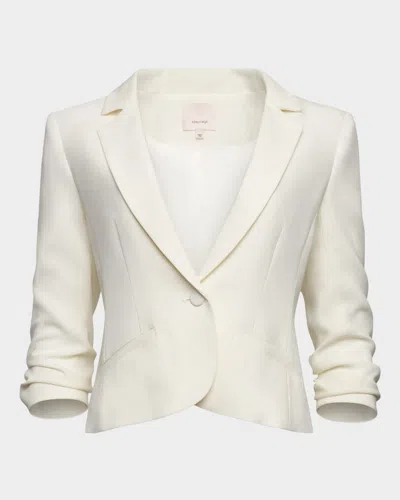 Cinq À Sept Khloe Petite Cropped 3/4-sleeve Blazer In White