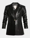Cinq À Sept Khloe Quilted Vegan Leather Blazer In Black