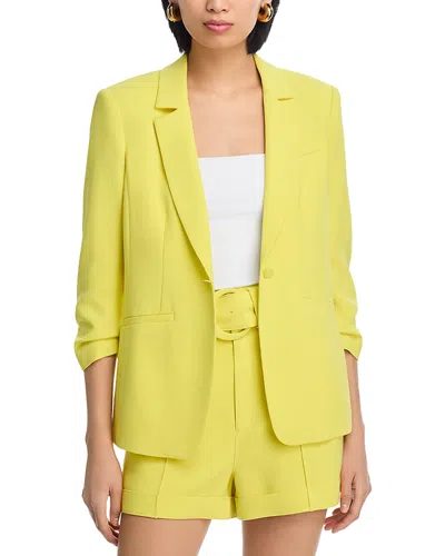 Cinq À Sept Cinq A Sept Khloe Ruched-cuff Blazer In Yellow