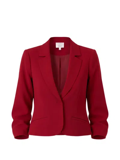 Cinq À Sept Khloe Petite Cropped 3/4-sleeve Blazer In Red