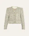 Cinq À Sept Anya Christie Metallic Tweed Jacket In Green