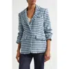 Cinq À Sept Cinq A Sept Matilda Tweed Fringe Trim Blazer In Navy Multi