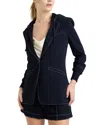 Cinq À Sept Cinq A Sept Khloe Topstitch Hooded Blazer In Navy/ivory