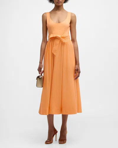 Cinq À Sept Kilah Belted Midi Dress In Marmalade