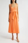 Cinq À Sept Kilah Belted Midi Dress In Marmalade