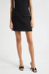 Cinq À Sept Kimmie Embellished Fringe Cotton Bouclé Mini Skirt In Black