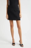 Cinq À Sept Kimmie Embellished Fringe Cotton Bouclé Mini Skirt In Black