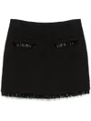 Cinq À Sept Kimmie Embellished Fringe Cotton Bouclé Mini Skirt In Black