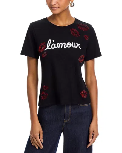 Cinq À Sept Cinq A Sept Kissing Booth Embellished Tee In Black