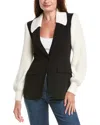Cinq À Sept Knit Combo Cheyenne Blazer In Black