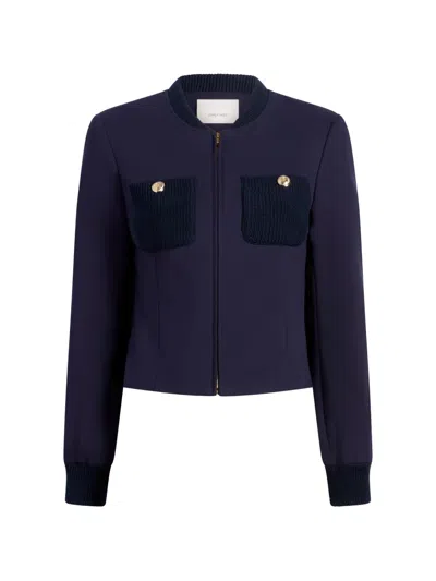 Cinq À Sept Knitted Pockets Paulette Jacket In Blue
