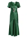 Cinq À Sept Kordyn Embellished Midi Dress In Green