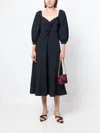 Cinq À Sept Kristina V-neck Twisted-front Midi Silk Dress In Blue