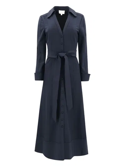 Cinq À Sept Kyla Long Sleeve Midi Shirtdress In Navy