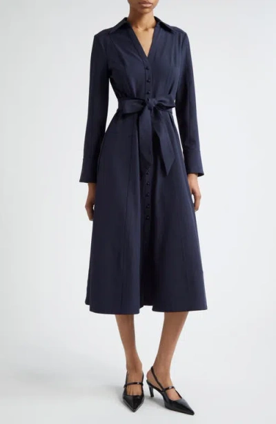 Cinq À Sept Kyla Long Sleeve Midi Shirtdress In Navy