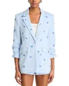 Cinq À Sept Linen Suiting Pearl Ditsy Kylie Blazer In Blue Hydrangea In Blue Hydrangea