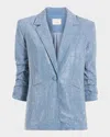 Cinq À Sept Cinq A Sept Chambray Rhinestone Blazer In Medium Blue