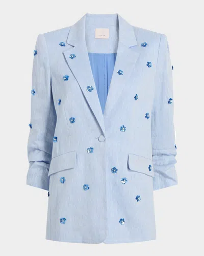 CINQ À SEPT KYLIE EMBELLISHED LINEN BLAZER