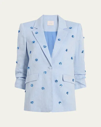 CINQ À SEPT KYLIE EMBELLISHED LINEN BLAZER
