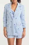 Cinq À Sept Kylie Embellished Linen Blazer In Blue