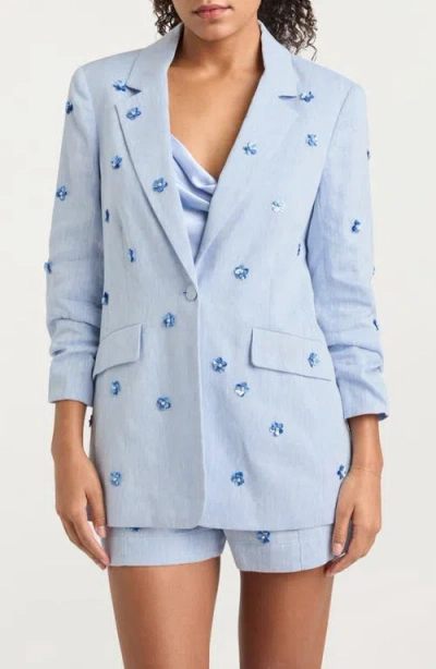 CINQ À SEPT CINQ À SEPT KYLIE FLORAL APPLIQUÉ LINEN & COTTON BLAZER