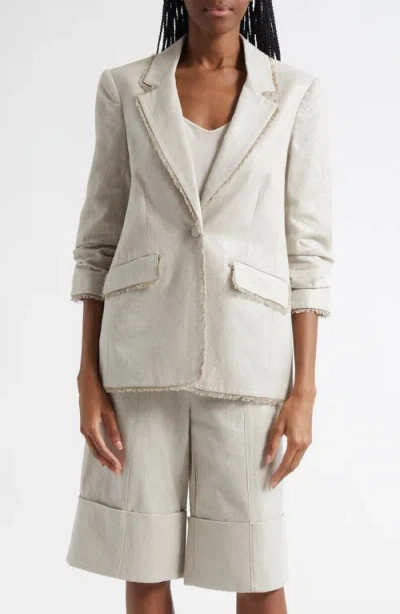 Cinq À Sept Kylie Metallic Linen & Cotton Blazer In Plaster