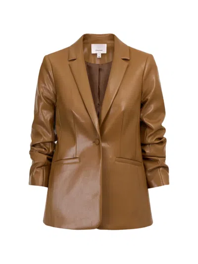 Cinq À Sept Kylie Ruched-sleeve Jacket In Nude