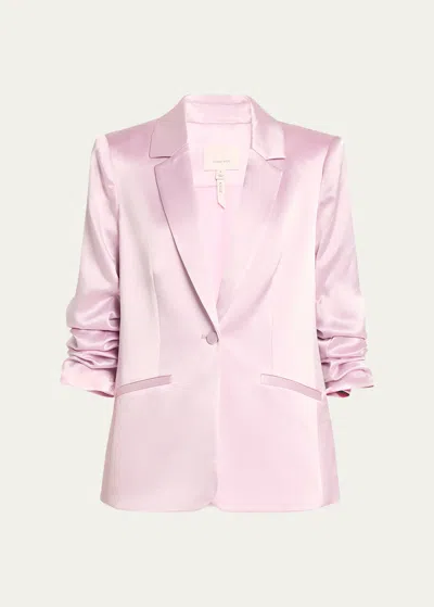 Cinq À Sept Kylie Scrunched-sleeve Satin Blazer In Wisteria