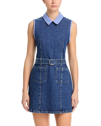 Cinq À Sept Kyra Sleeveless Belted Denim Mini Dress In Blue