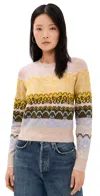 Cinq À Sept Cinq A Sept Lace Fair Isle Pullover Sweater In Oatmeal Multi
