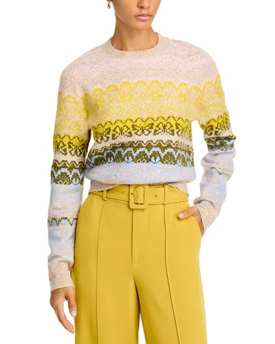 CINQ À SEPT CINQ A SEPT LACE FAIR ISLE PULLOVER SWEATER