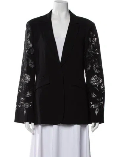 Pre-owned Cinq À Sept Lace Pattern Blazer In Black