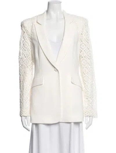 Pre-owned Cinq À Sept Lace Pattern Blazer W/ Tags In Neutral