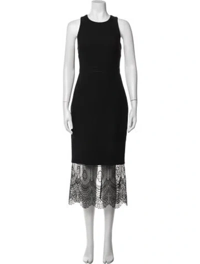 Pre-owned Cinq À Sept Lace Pattern Knee-length Dress In Black