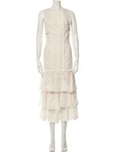 Pre-owned Cinq À Sept Lace Pattern Long Dress W/ Tags In Neutrals