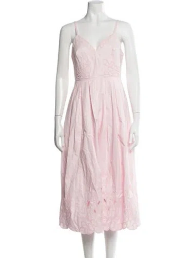 Pre-owned Cinq À Sept Lace Pattern Midi Length Dress In Pink