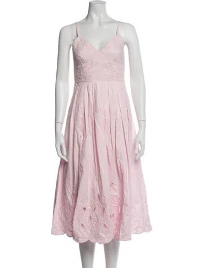 Pre-owned Cinq À Sept Lace Pattern Midi Length Dress In Pink