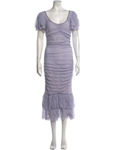 Pre-owned Cinq À Sept Lace Pattern Midi Length Dress In Purple