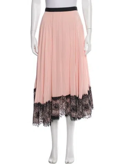 Pre-owned Cinq À Sept Lace Pattern Midi Length Skirt In Pink