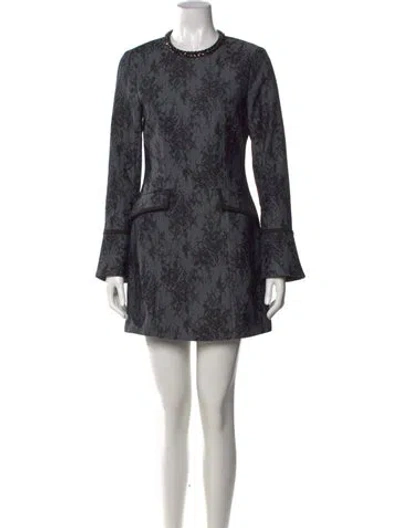 Pre-owned Cinq À Sept Lace Pattern Mini Dress In Black