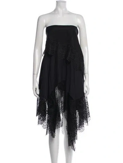 Pre-owned Cinq À Sept Lace Pattern Mini Dress In Black