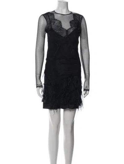 Pre-owned Cinq À Sept Lace Pattern Mini Dress In Blue