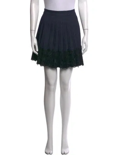 Pre-owned Cinq À Sept Lace Pattern Mini Skirt In Blue